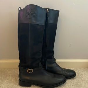 Tory Burch Black leather riding boots